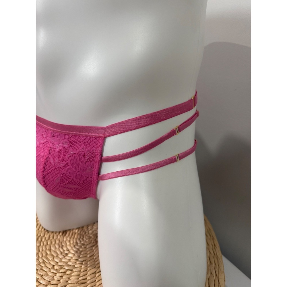 Cosabella Never Say Never Floral Lace Strappy Thong Pink Luxury Lingerie M - Picture 9 of 16